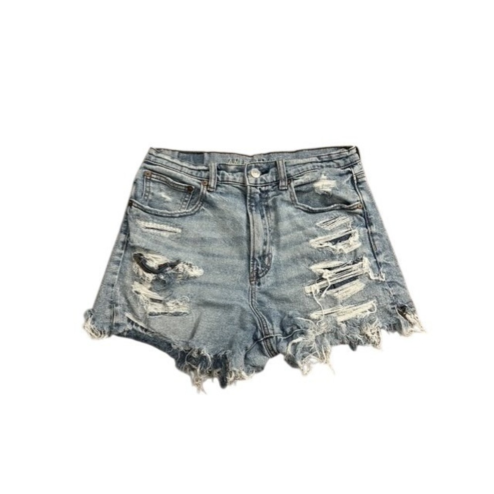 American Eagle Denim Shorts Womens 6 Blue Excellent Distressed High Rise Stretch